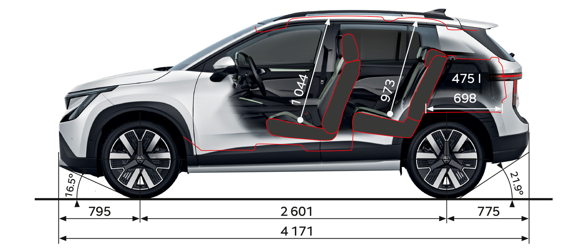 Škoda Epiq méretei